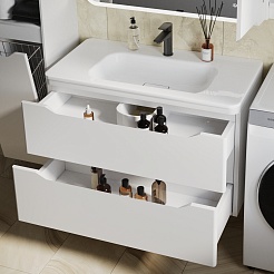Style Line Мебель для ванной Марелла 90 Люкс Plus антискрейтч подвесная белая матовая – фотография-5